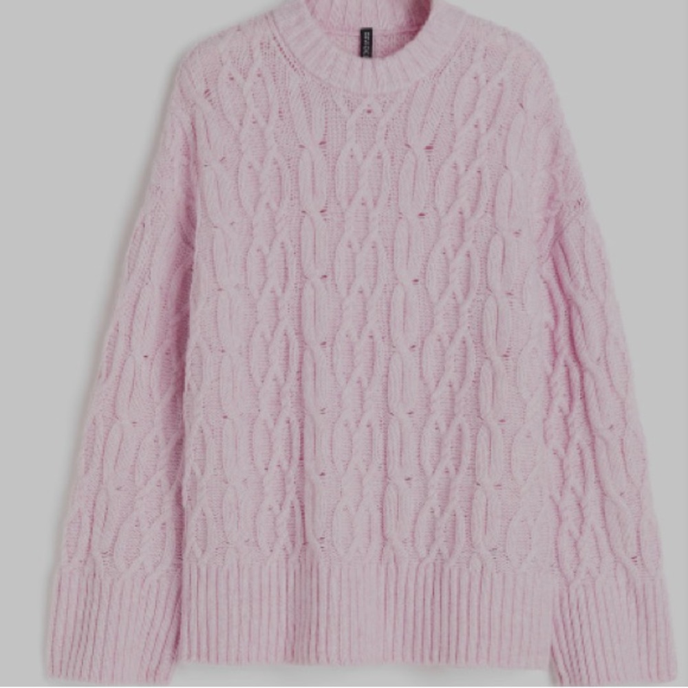 h&m pink cableknit sweater